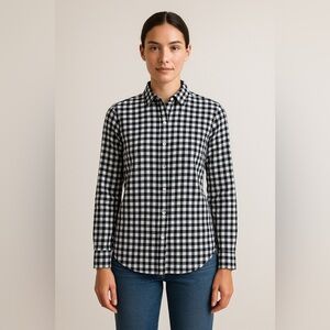 J.Crew Classic-Fit Boy Shirt in Crinkle Gingham Black White Check 00 Preppy
